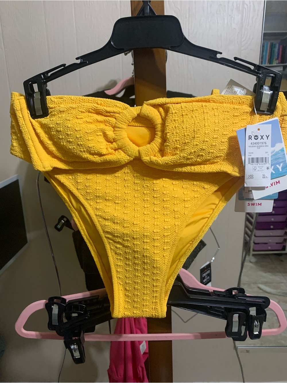 Roxy woman 2 piece 'Yellow Textured High-Waist Swim suit